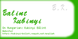 balint kubinyi business card