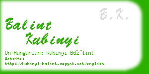 balint kubinyi business card